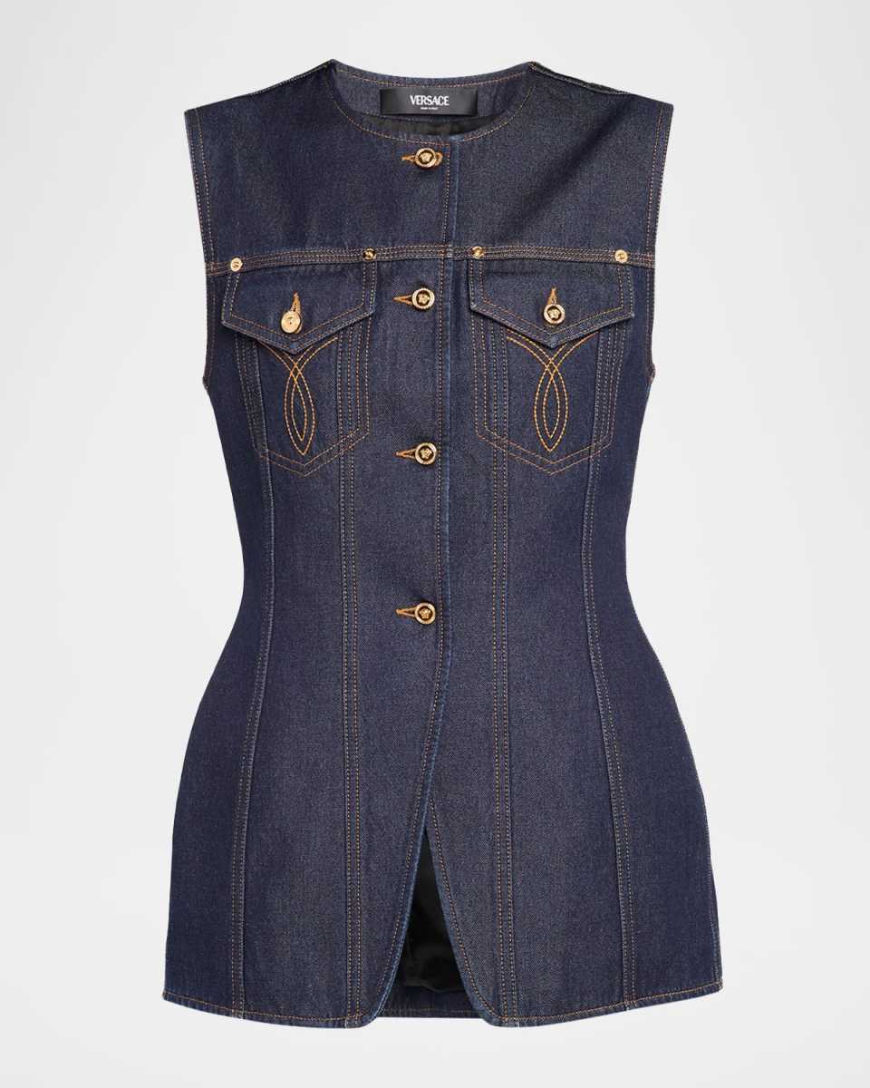Denim SIngle-Breasted Vest